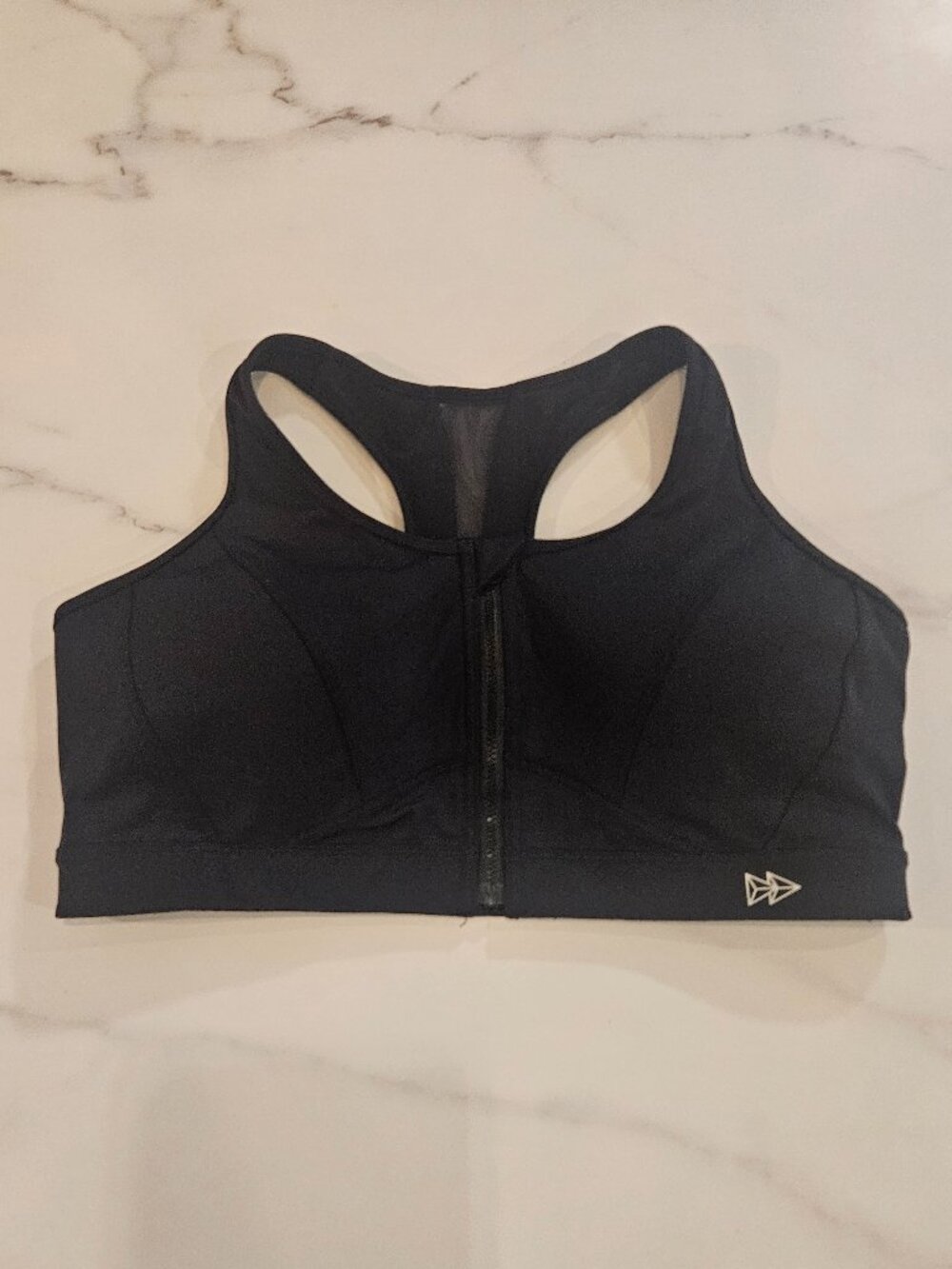 Yvette Women's 2XL+ Black Front Zip High Impact Sports Bra Racerback